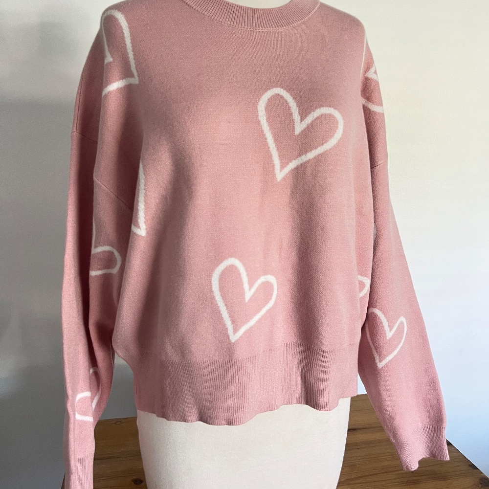 Apricot Pink Heart Sweater - Picture 2 of 4